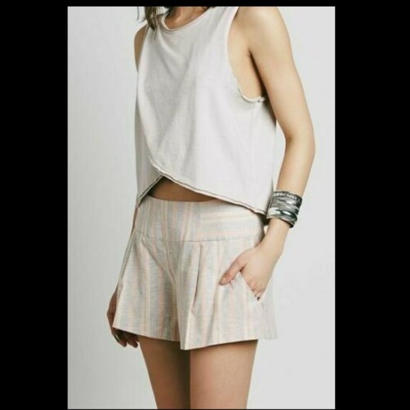 Free People Stripe High Waist Pleated Austin Short - Picture 3 of 12